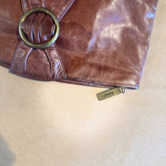 HOBO International Brown Leather Envelope Foldover Zip Clutch - Picture 6 of 7